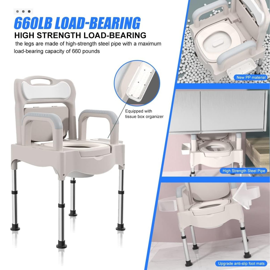Adjustable Bedside Commode Chair - Aging Goods