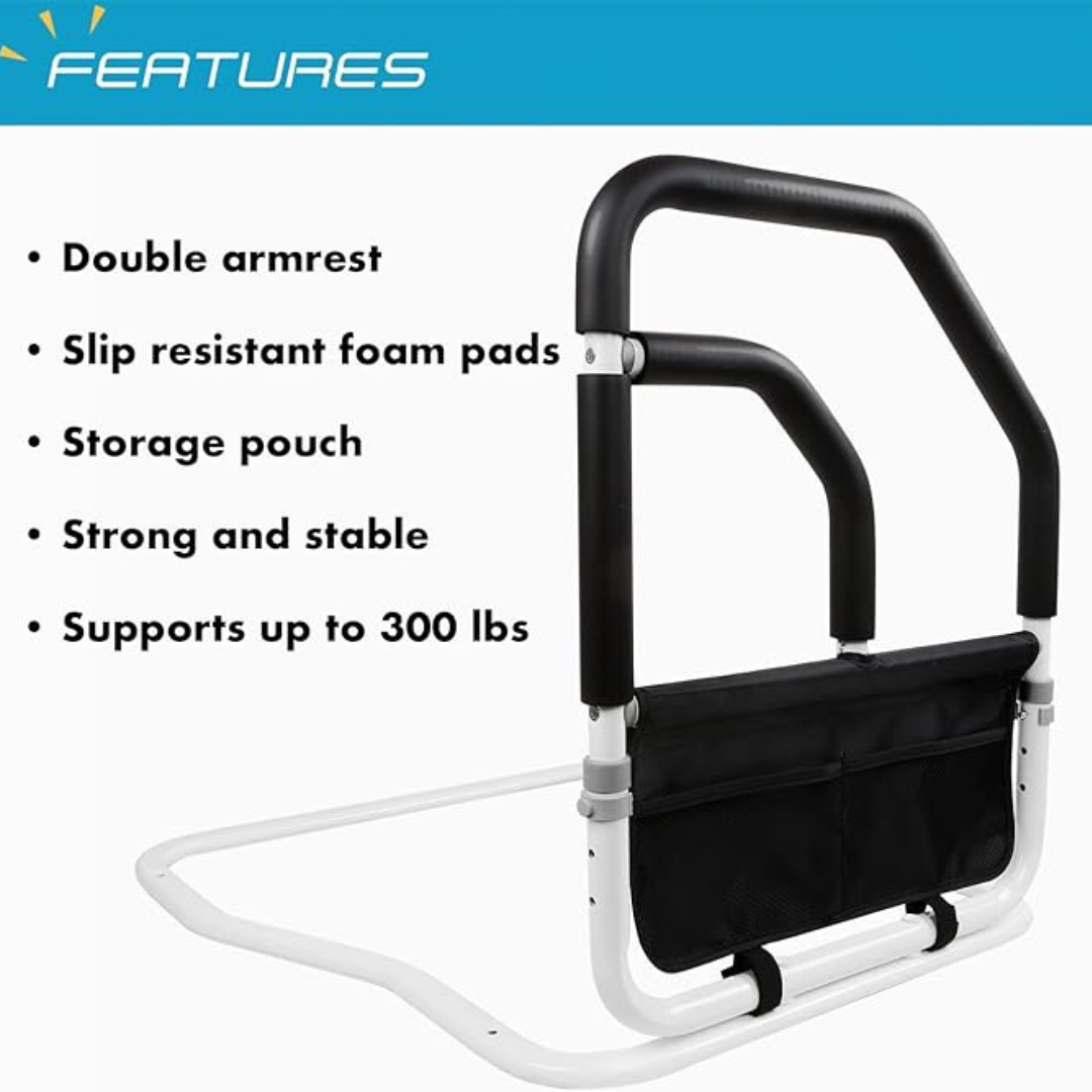 Curved Dual Handles Safety Bed Rail - Aging Goods