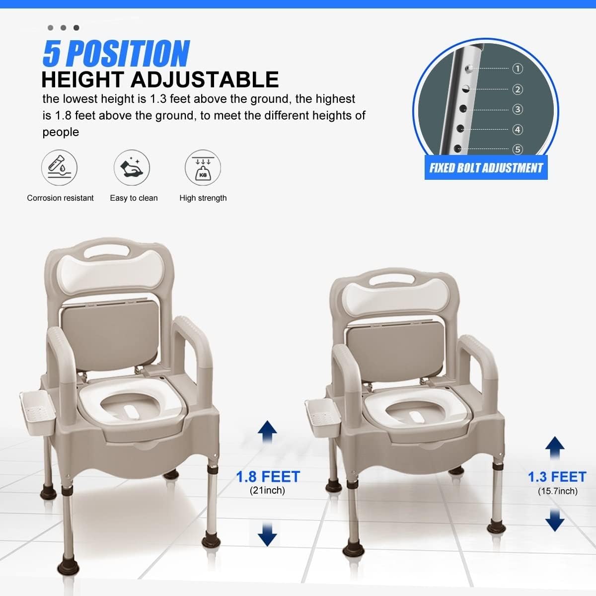 Adjustable Bedside Commode Chair - Aging Goods