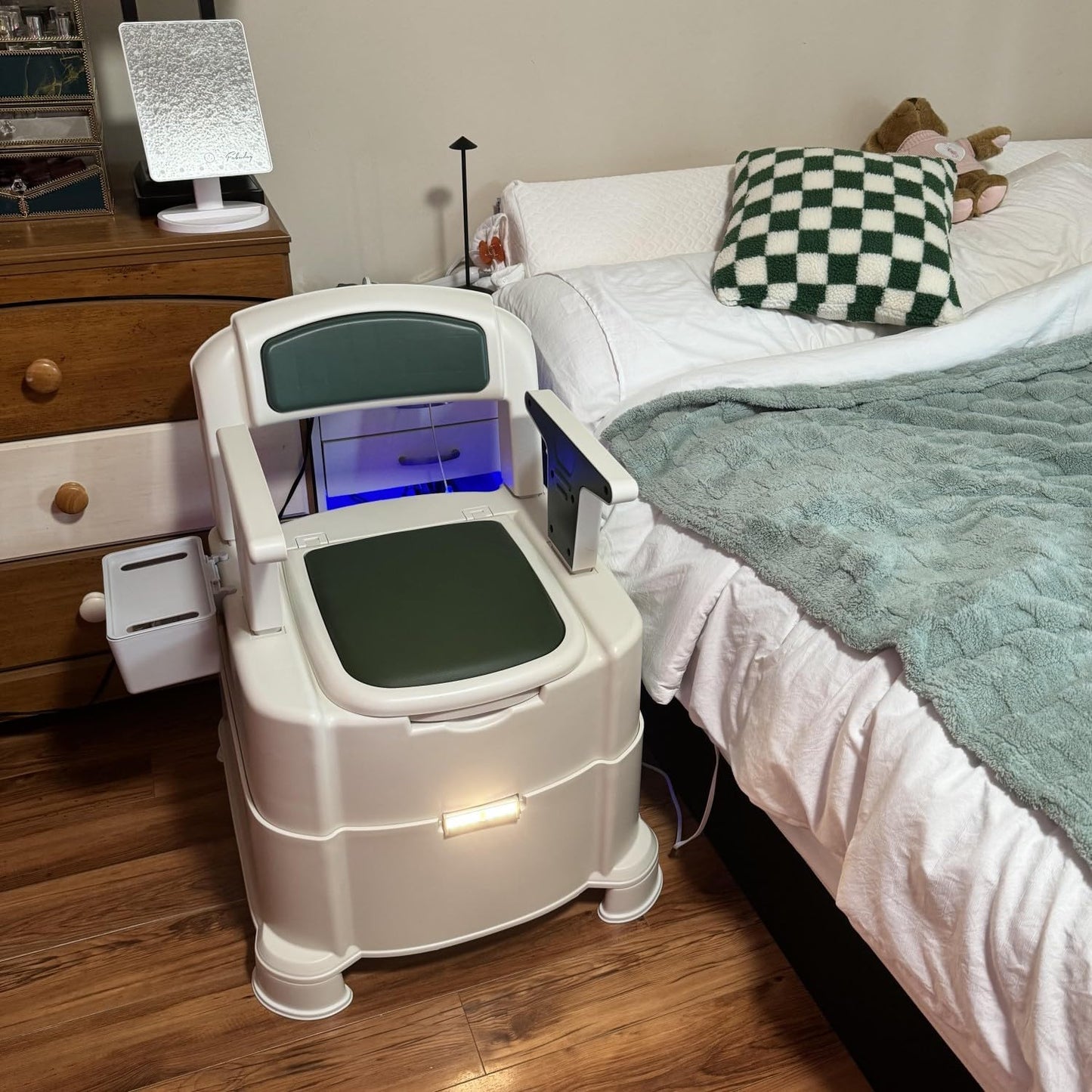 Bedside Commode Chair With Motion Light - Aging Goods