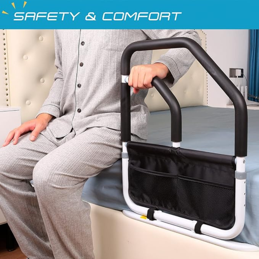 Curved Dual Handles Safety Bed Rail - Aging Goods