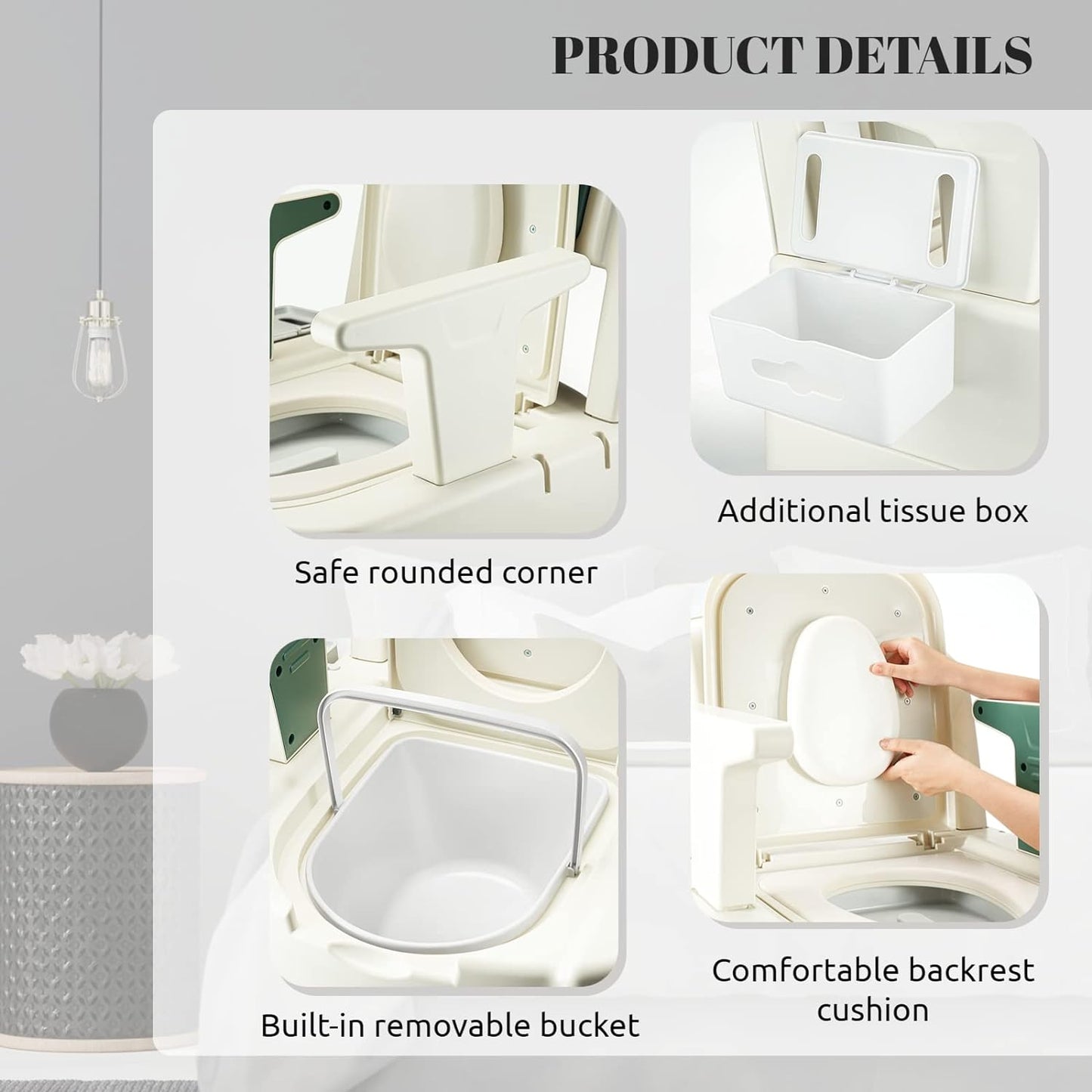 Bedside Commode Chair With Motion Light - Aging Goods